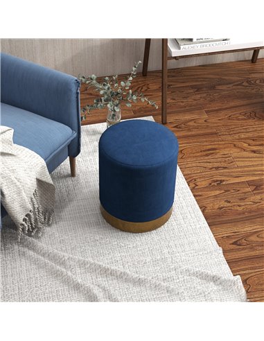HOMCOM Soft Padded Corduroy Footstool - Dark Blue 838-459V70DB