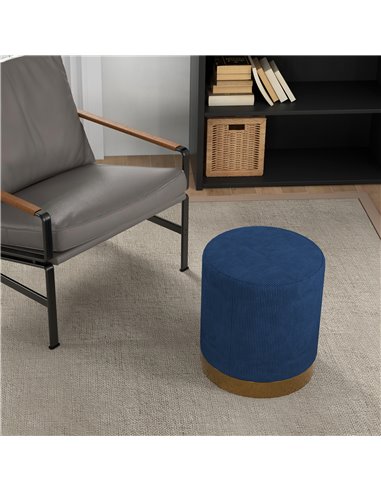 HOMCOM Soft Padded Corduroy Footstool - Dark Blue 838-459V70DB