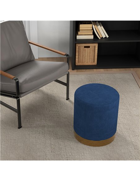 HOMCOM Soft Padded Corduroy Footstool - Dark Blue 838-459V70DB - pic 96336 | FastDaddyshop