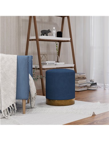 HOMCOM Soft Padded Corduroy Footstool - Dark Blue 838-459V70DB