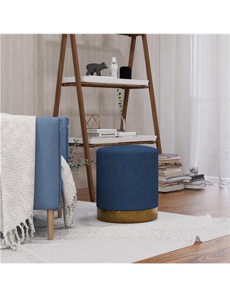 HOMCOM Soft Padded Corduroy Footstool - Dark Blue 838-459V70DB - pic 96337 | FastDaddyshop