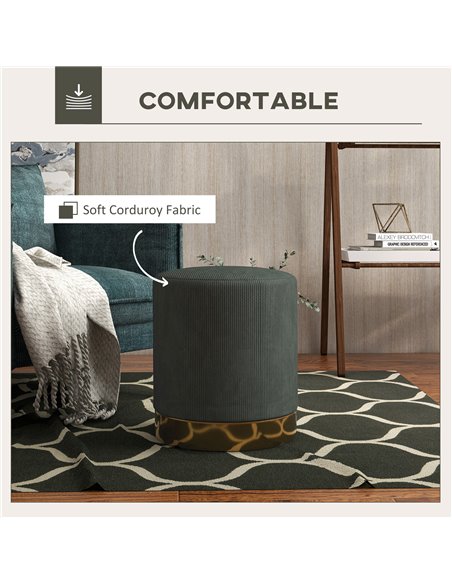 HOMCOM Soft Padded Corduroy Footstool - Dark Green 838-459V70DG - pic 96341 | FastDaddyshop