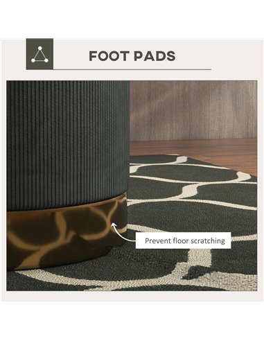 HOMCOM Soft Padded Corduroy Footstool - Dark Green 838-459V70DG