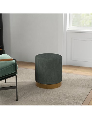 HOMCOM Soft Padded Corduroy Footstool - Dark Green 838-459V70DG