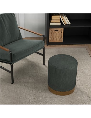 HOMCOM Soft Padded Corduroy Footstool - Dark Green 838-459V70DG
