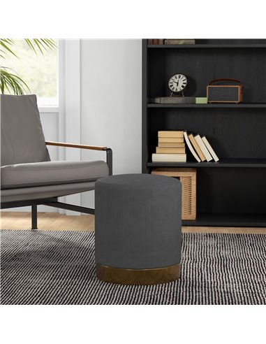 HOMCOM Soft Padded Corduroy Footstool - Charcoal Grey 838-459V70CG