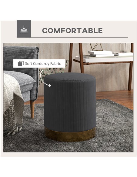 HOMCOM Soft Padded Corduroy Footstool - Charcoal Grey 838-459V70CG - pic 96350 | FastDaddyshop