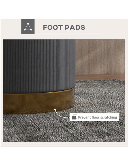 HOMCOM Soft Padded Corduroy Footstool - Charcoal Grey 838-459V70CG - pic 96351 | FastDaddyshop