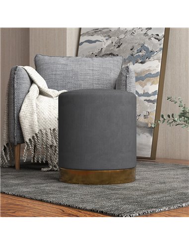 HOMCOM Soft Padded Corduroy Footstool - Charcoal Grey 838-459V70CG