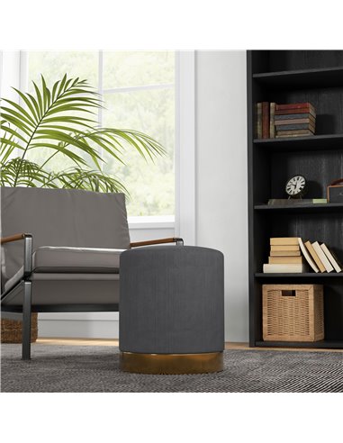 HOMCOM Soft Padded Corduroy Footstool - Charcoal Grey 838-459V70CG