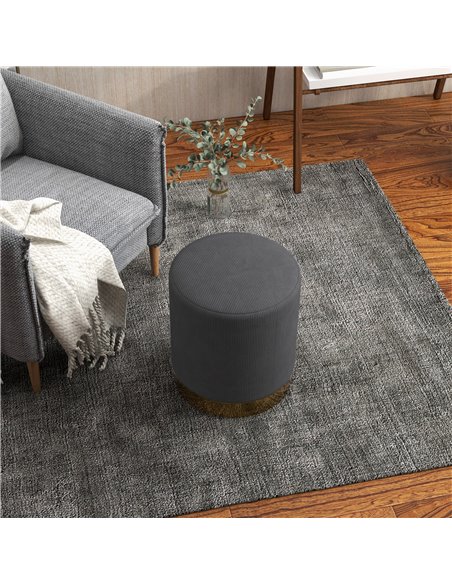 HOMCOM Soft Padded Corduroy Footstool - Charcoal Grey 838-459V70CG - pic 96354 | FastDaddyshop