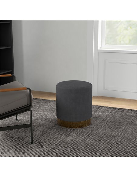 HOMCOM Soft Padded Corduroy Footstool - Charcoal Grey 838-459V70CG - pic 96355 | FastDaddyshop