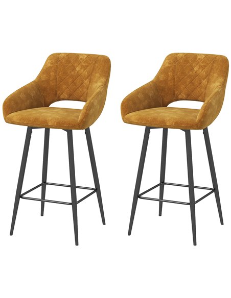 HOMCOM Set of Two Velvet-Feel Bar Stools - Brown 835-756V70BN - pic 96356 | FastDaddyshop