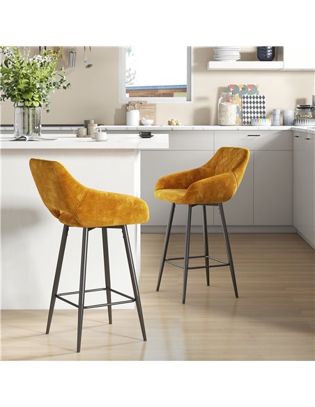 HOMCOM Set of Two Velvet-Feel Bar Stools - Brown 835-756V70BN - pic 96357 | FastDaddyshop