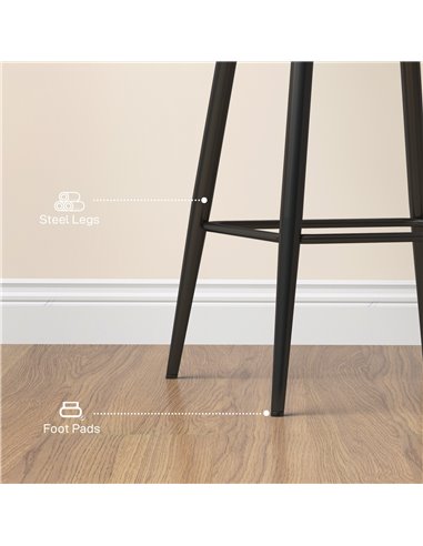 HOMCOM Set of Two Velvet-Feel Bar Stools - Brown 835-756V70BN
