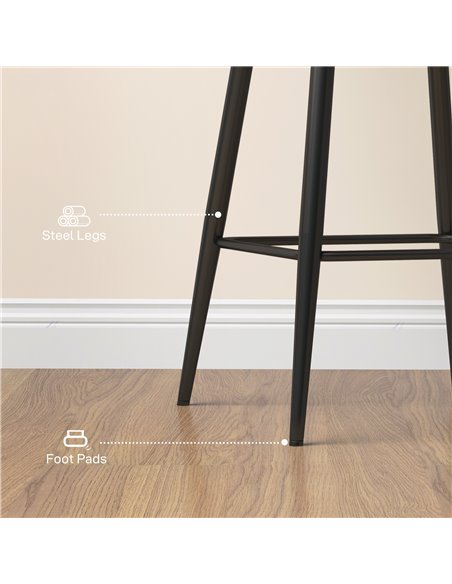 HOMCOM Set of Two Velvet-Feel Bar Stools - Brown 835-756V70BN - pic 96362 | FastDaddyshop