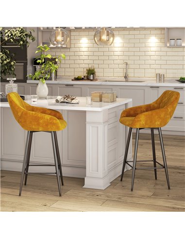 HOMCOM Set of Two Velvet-Feel Bar Stools - Brown 835-756V70BN