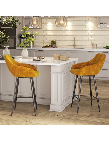 HOMCOM Set of Two Velvet-Feel Bar Stools - Brown 835-756V70BN - pic 96363 | FastDaddyshop