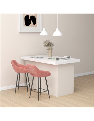 HOMCOM Set of Two Velvet-Feel Bar Stools - Pink 835-756V70PK