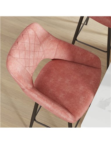 HOMCOM Set of Two Velvet-Feel Bar Stools - Pink 835-756V70PK