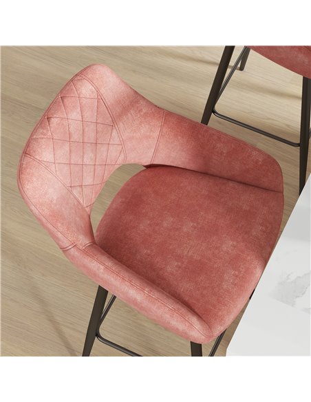 HOMCOM Set of Two Velvet-Feel Bar Stools - Pink 835-756V70PK - pic 96373 | FastDaddyshop