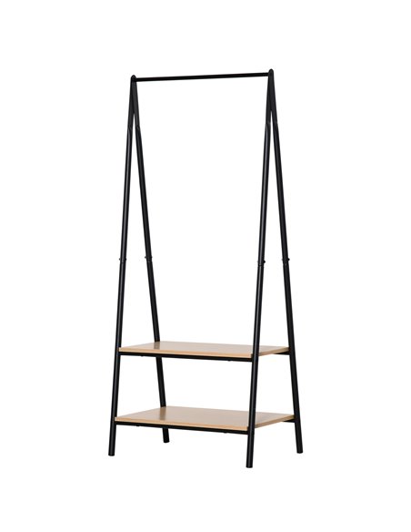 HOMCOM Garment Rack: Freestanding Metal Rail with 2-Tier Shelves, Bedroom & Entryway Storage, Black 850-096 - pic 96446 | FastDaddyshop