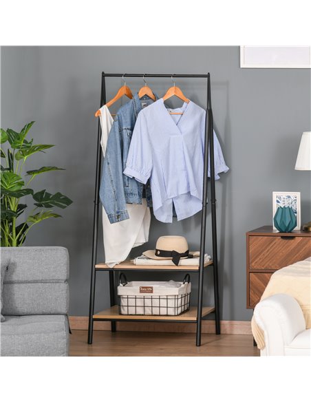 HOMCOM Garment Rack: Freestanding Metal Rail with 2-Tier Shelves, Bedroom & Entryway Storage, Black 850-096 - pic 96447 | FastDaddyshop