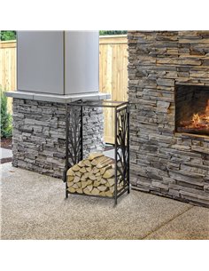 HOMCOM Heavy Duty Firewood Wood Log Rack Fireplace Wood Stacker Storage w/ 4 Tools, Black 842-160 2