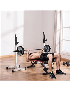 HOMCOM Heavy Duty Weight Bar Barbell Squat Stand Barbell Rack Spotter, for Home, Gym - Black A91-174 2