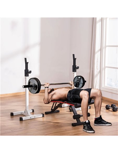 HOMCOM Heavy Duty Weight Bar Barbell Squat Stand Barbell Rack Spotter, for Home, Gym - Black A91-174 - pic 96501 | FastDaddyshop