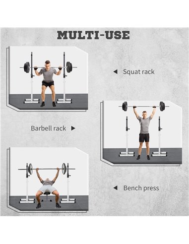 HOMCOM Heavy Duty Weight Bar Barbell Squat Stand Barbell Rack Spotter, for Home, Gym - Black A91-174