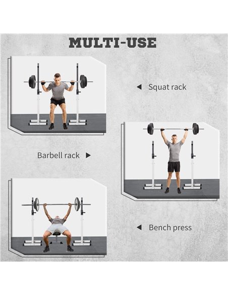 HOMCOM Heavy Duty Weight Bar Barbell Squat Stand Barbell Rack Spotter, for Home, Gym - Black A91-174 - pic 96503 | FastDaddyshop