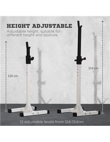 HOMCOM Heavy Duty Weight Bar Barbell Squat Stand Barbell Rack Spotter, for Home, Gym - Black A91-174