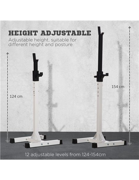 HOMCOM Heavy Duty Weight Bar Barbell Squat Stand Barbell Rack Spotter, for Home, Gym - Black A91-174 - pic 96504 | FastDaddyshop