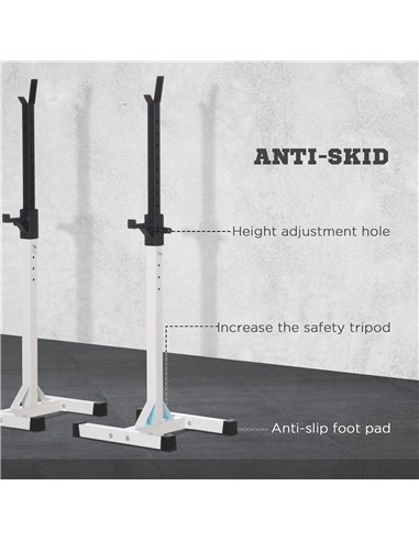 HOMCOM Heavy Duty Weight Bar Barbell Squat Stand Barbell Rack Spotter, for Home, Gym - Black A91-174