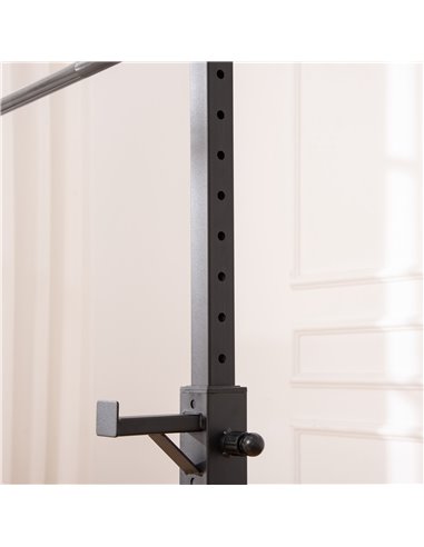 HOMCOM Heavy Duty Weight Bar Barbell Squat Stand Barbell Rack Spotter, for Home, Gym - Black A91-174