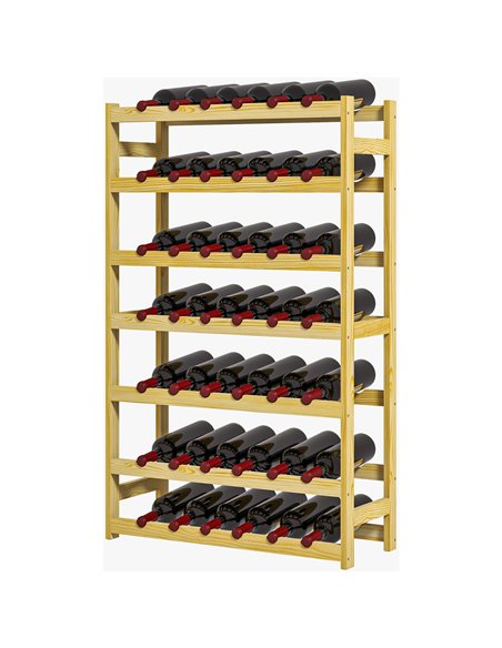 HOMCOM 42-Bottle Wooden Wine Rack - Natural Finish 801-358V00ND - pic 96527 | FastDaddyshop