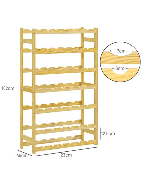 HOMCOM 42-Bottle Wooden Wine Rack - Natural Finish 801-358V00ND - pic 96529 | FastDaddyshop