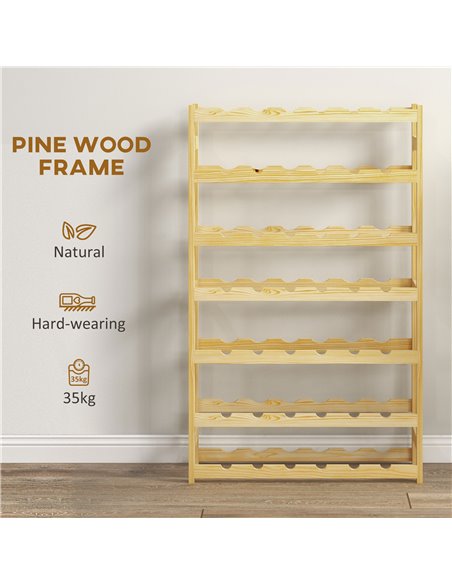 HOMCOM 42-Bottle Wooden Wine Rack - Natural Finish 801-358V00ND - pic 96531 | FastDaddyshop