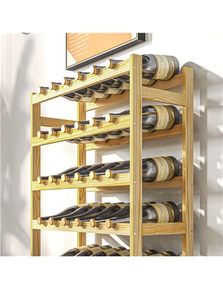 HOMCOM 42-Bottle Wooden Wine Rack - Natural Finish 801-358V00ND - pic 96533 | FastDaddyshop