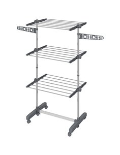 HOMCOM 3-Tier Clothes Airer, Foldable Clothes Drying Rack, Stainless Steel Indoor/Outdoor Clothes Dryer with Wheels & Wings, 142