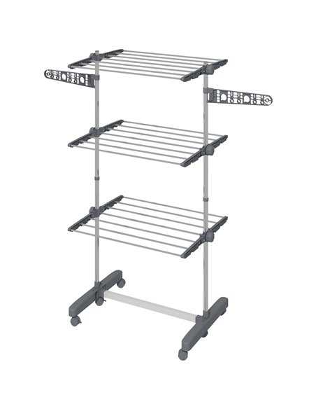 HOMCOM 3-Tier Clothes Airer, Foldable Clothes Drying Rack, Stainless Steel Indoor/Outdoor Clothes Dryer with Wheels & Wings, 142 - pic 96554 | FastDaddyshop