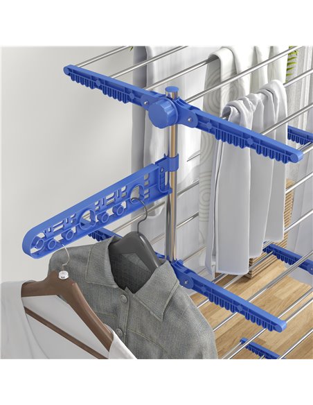 HOMCOM 4-Tier Clothes Airer, Foldable Clothes Drying Rack, Stainless Steel Indoor & Outdoor Clothes Dryer w/ Wheels & Wings, Eas - pic 96570 | FastDaddyshop