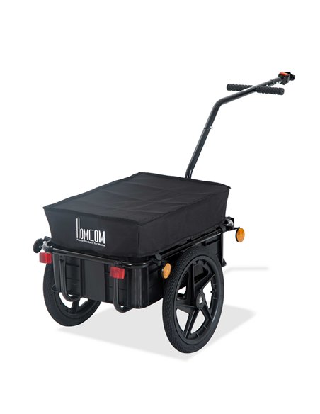 HOMCOM Bicycle Trailer Cargo Jogger Luggage Storage Stroller with Towing Bar - Black B71-005 - pic 96590 | FastDaddyshop