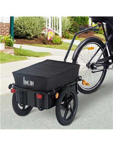 HOMCOM Bicycle Trailer Cargo Jogger Luggage Storage Stroller with Towing Bar - Black B71-005
