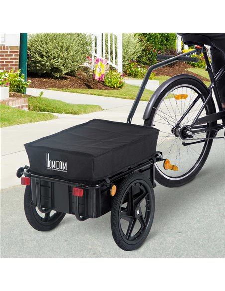 HOMCOM Bicycle Trailer Cargo Jogger Luggage Storage Stroller with Towing Bar - Black B71-005 - pic 96591 | FastDaddyshop