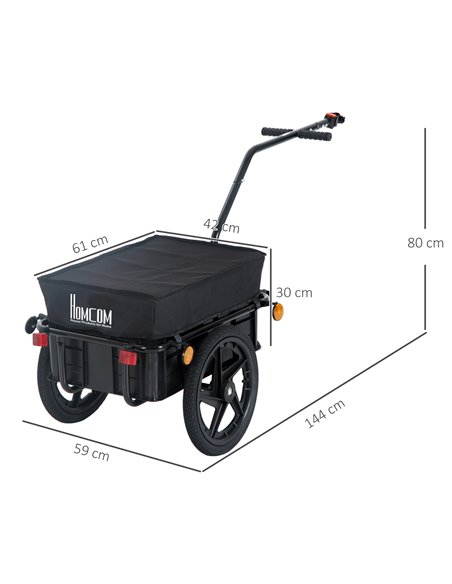 HOMCOM Bicycle Trailer Cargo Jogger Luggage Storage Stroller with Towing Bar - Black B71-005 - pic 96592 | FastDaddyshop