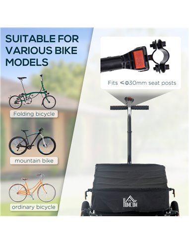 HOMCOM Bicycle Trailer Cargo Jogger Luggage Storage Stroller with Towing Bar - Black B71-005