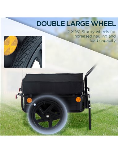 HOMCOM Bicycle Trailer Cargo Jogger Luggage Storage Stroller with Towing Bar - Black B71-005