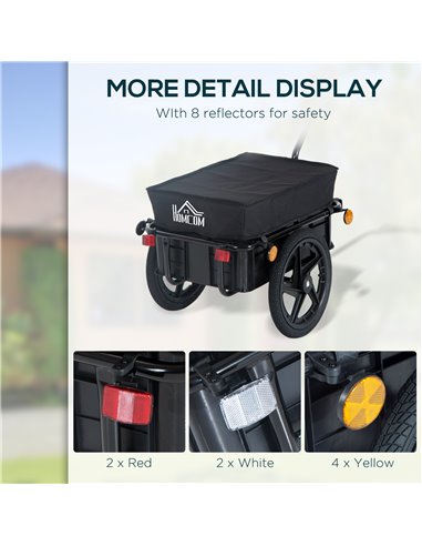 HOMCOM Bicycle Trailer Cargo Jogger Luggage Storage Stroller with Towing Bar - Black B71-005
